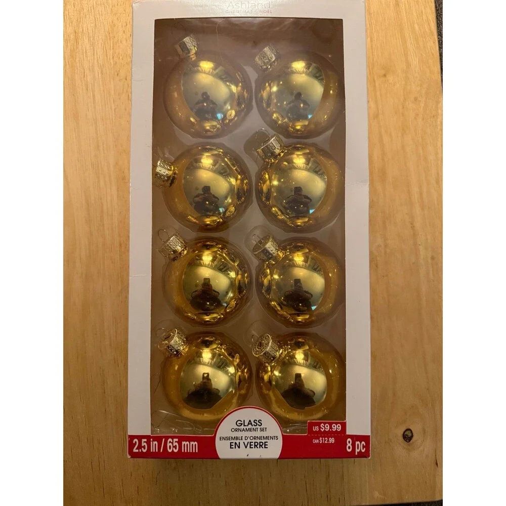 Vintage Ashland Christmas Noel Glass Ball Ornament Set